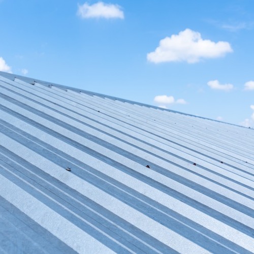 close-up of a metal roofing system