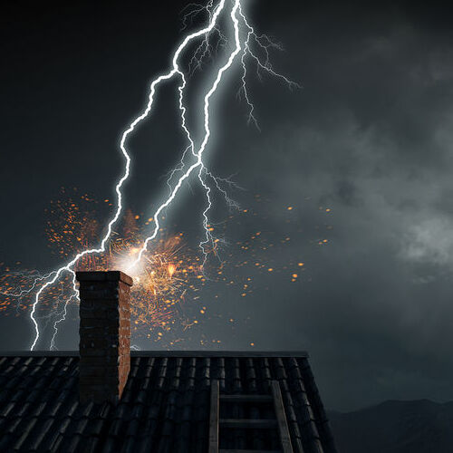 Lightning Strikes a Roof.