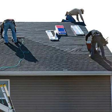 Roofers Replace Shingles.